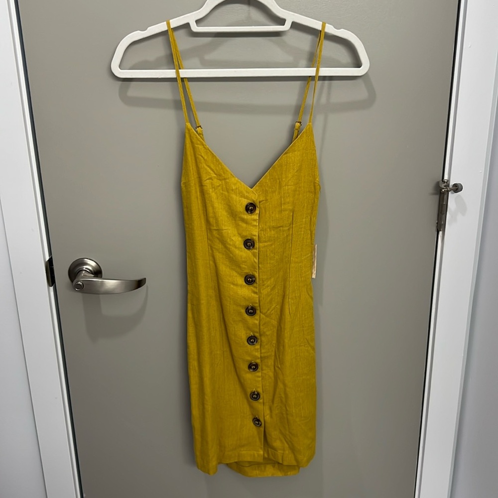 Citron Button Up Dress with Bow Back